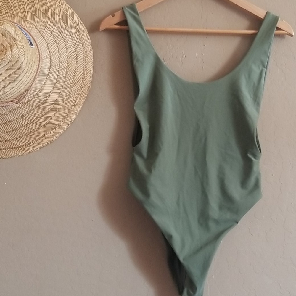 NWOT Aerie Scoop Back One Piece Army Green